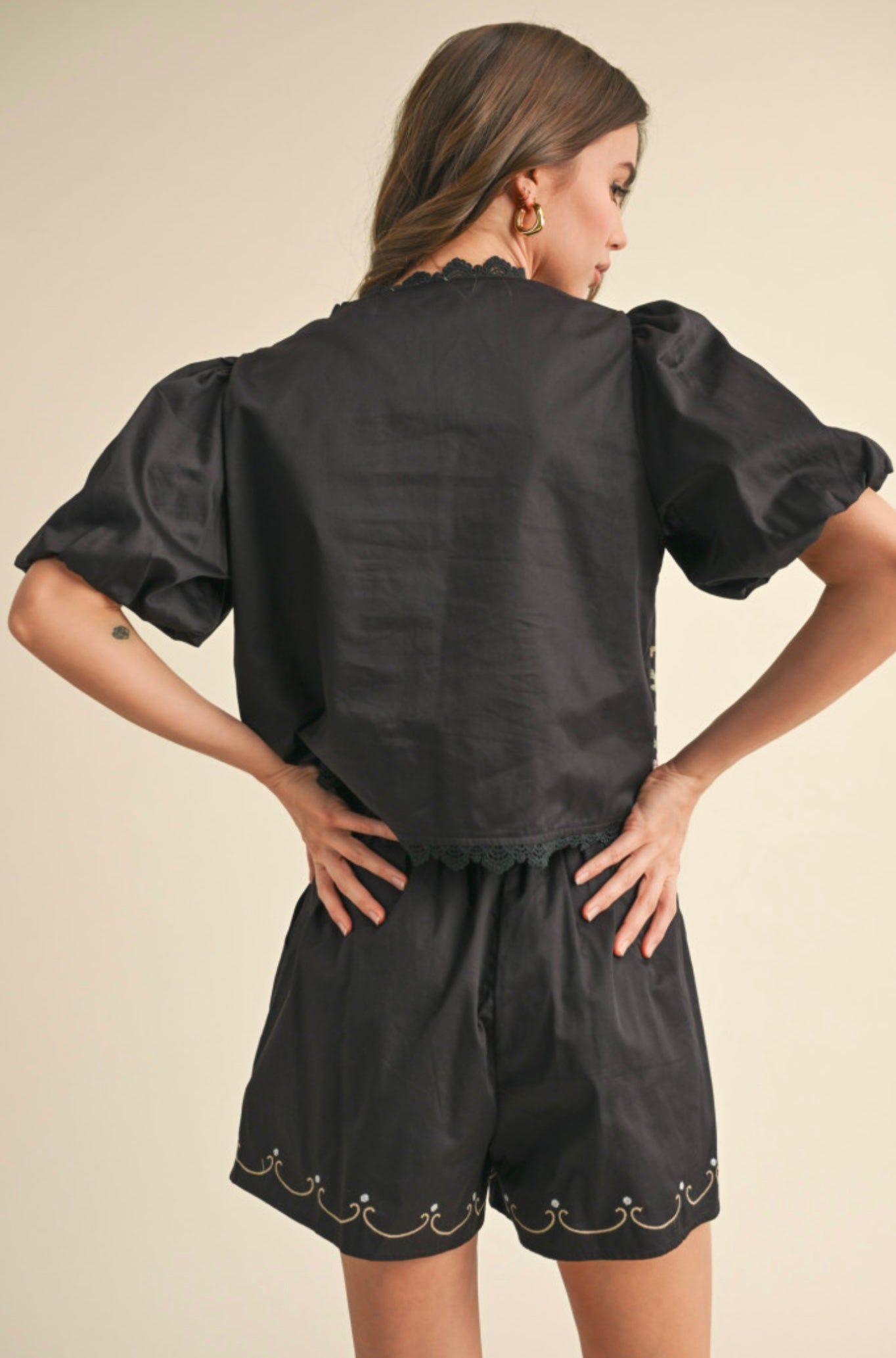 Dewdrop Darling Embroidered Lace Two-Piece Set