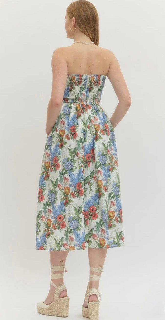 Champagne Garden Soirée Midi Dress