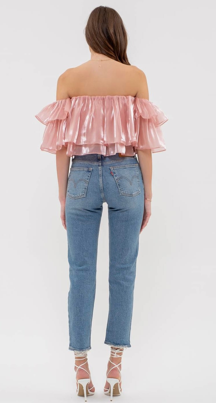 Celestial Flutter Crop Blouse