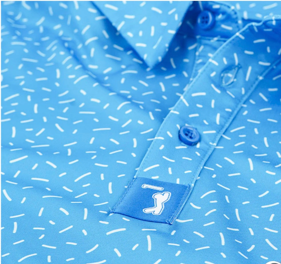 Men's Bitty Blue & White Confetti Golf Polo