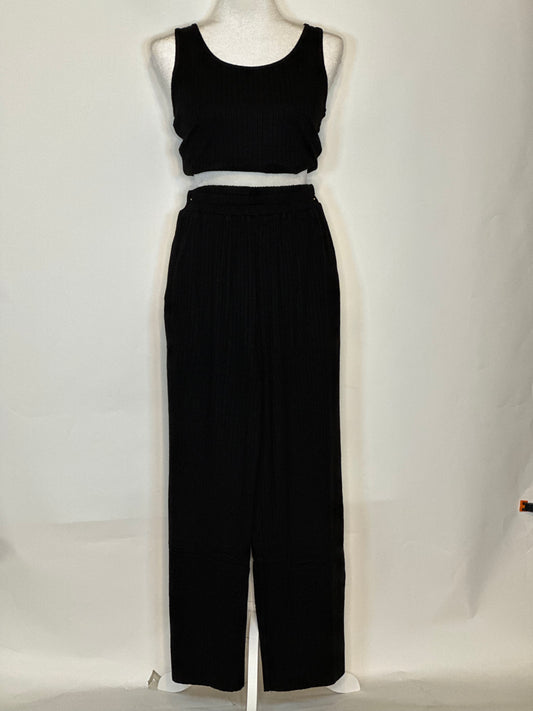 Ribbed Knit Cropped Wide Legged Pants