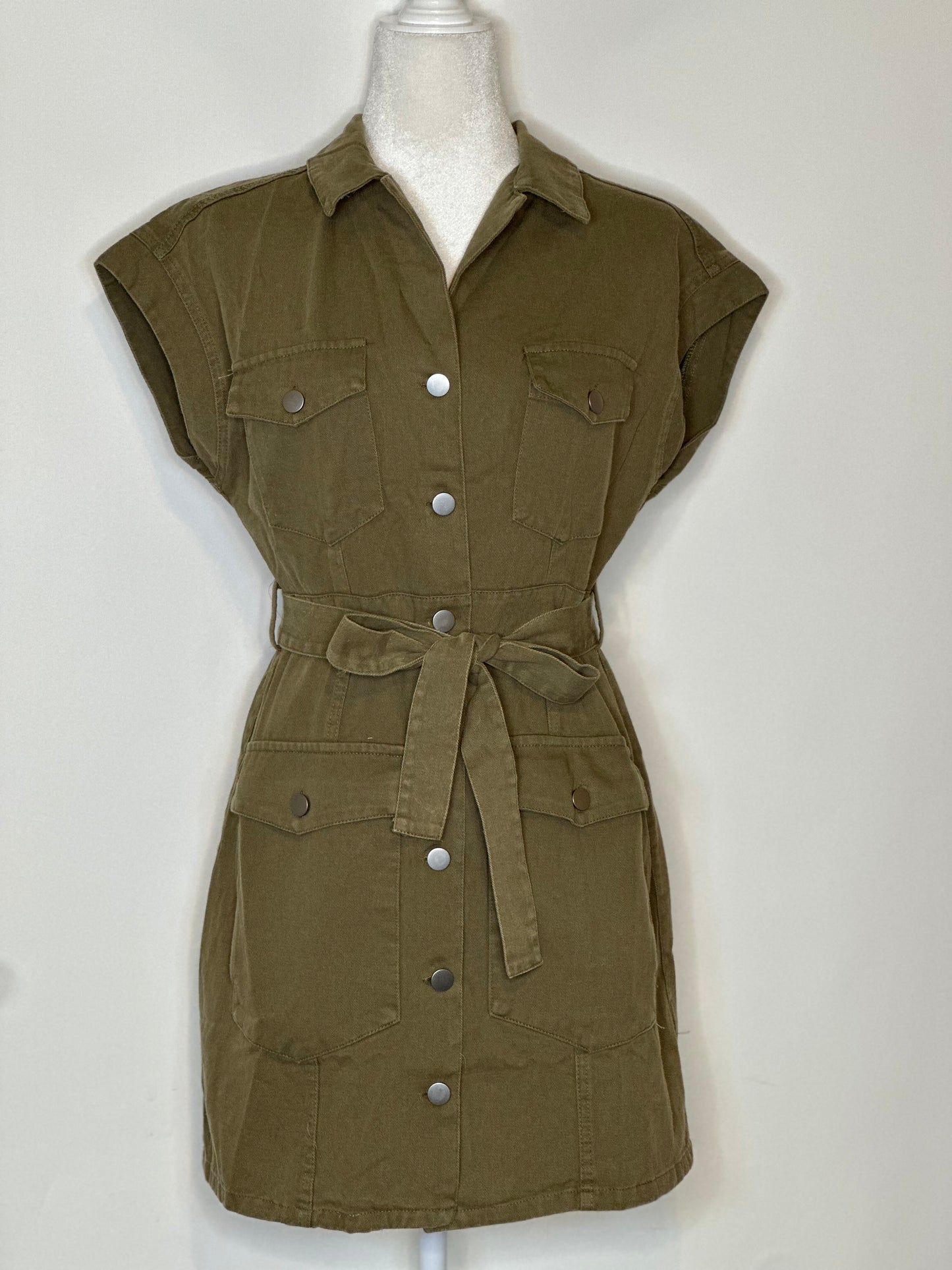 Olive Dream Front Pocket Mini Dress