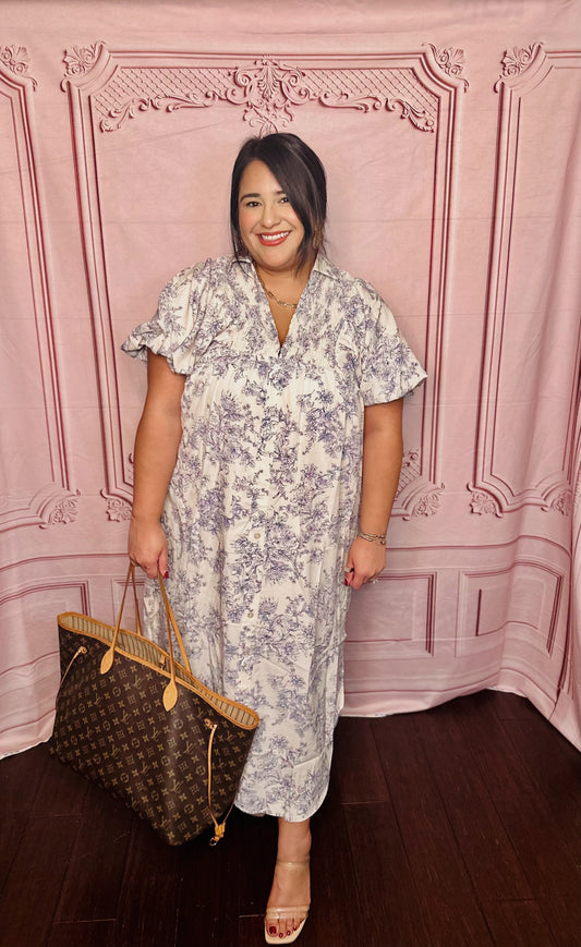 Buttercream Blossom Midi Dress- Curvy