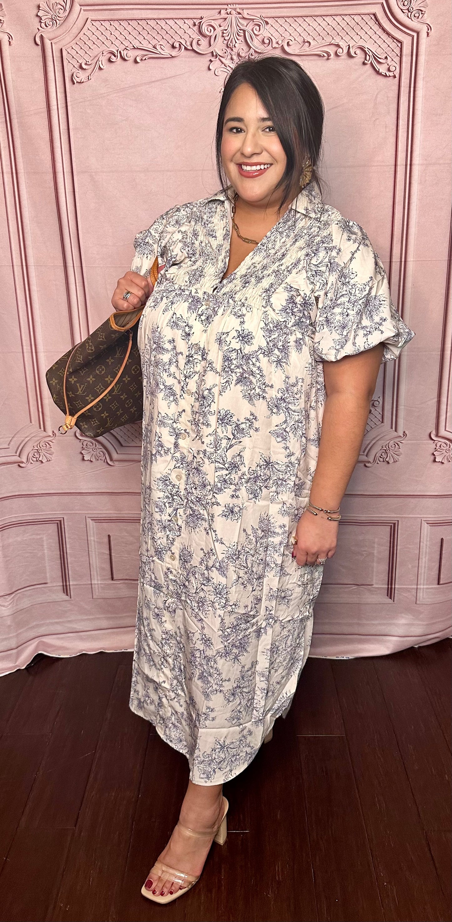 Buttercream Blossom Midi Dress- Curvy