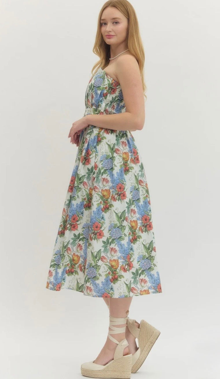 Champagne Garden Soirée Midi Dress