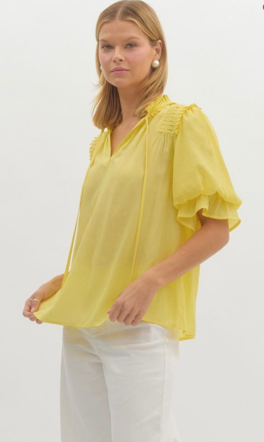 Honey Belle Ruffle Sleeve Pullover Top