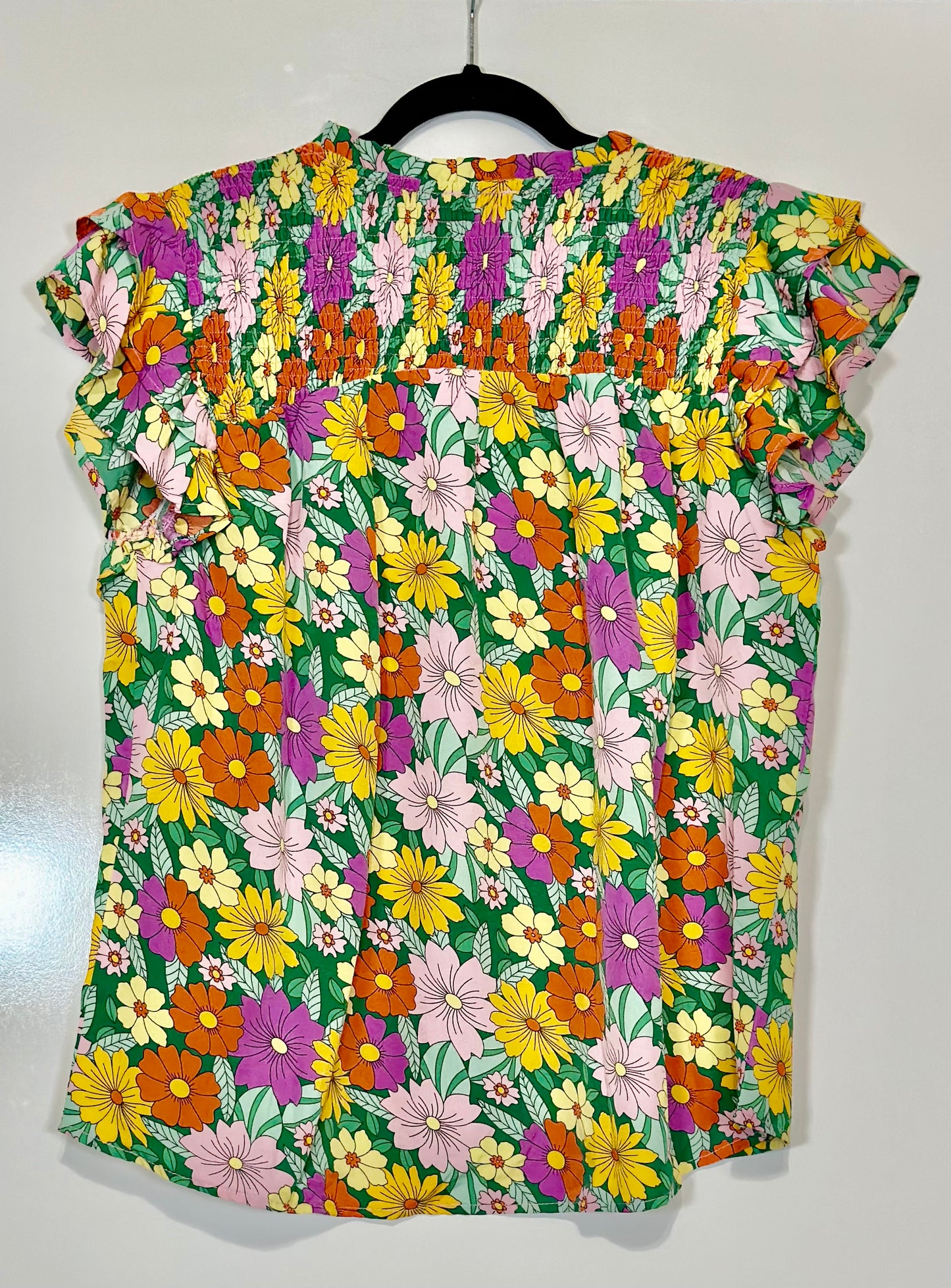 Sunny Delight Smocked Ruffle Blouse