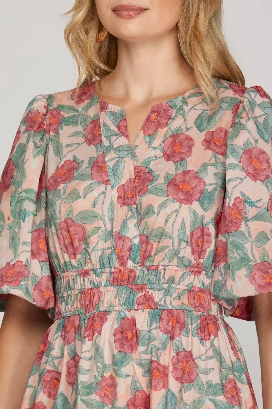Blushing Petals & Kisses Midi Dress
