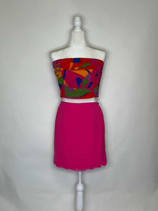 Fuchsia Scalloped Mini Skirt