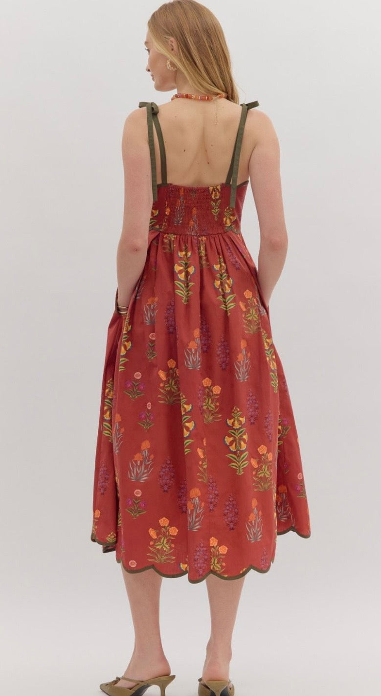 Autumn Bloom Romance Midi Dress
