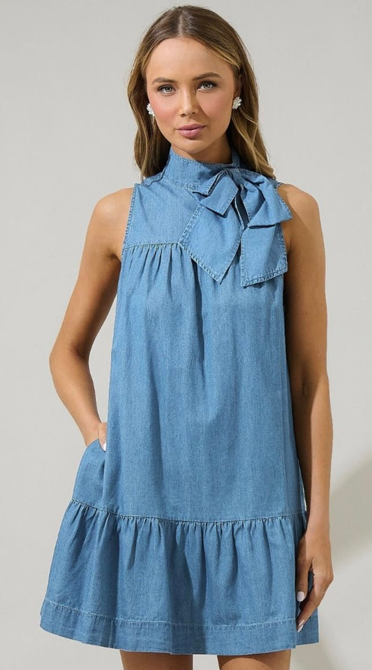 Indigo Charm Bow Dress