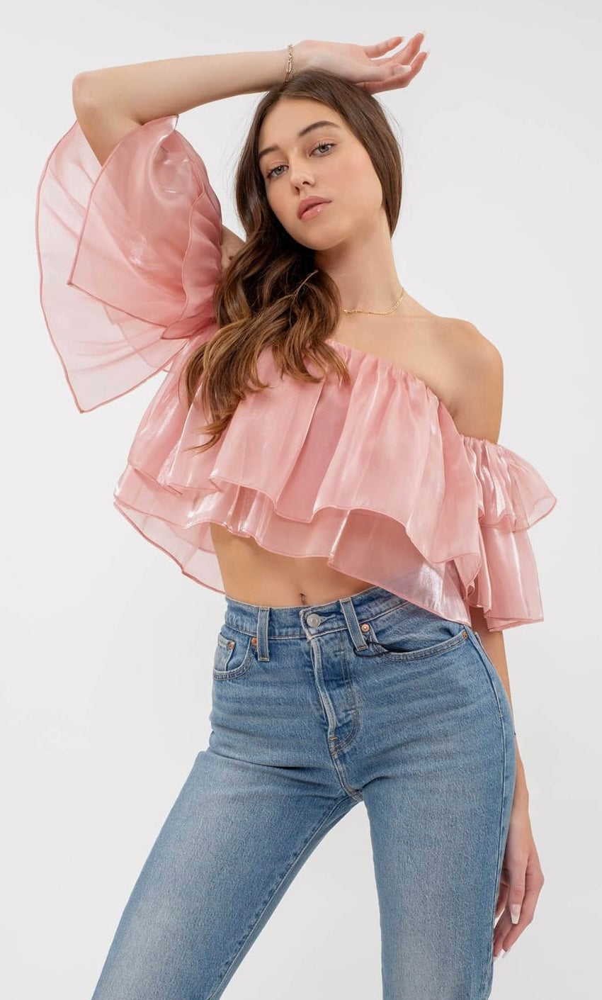 Celestial Flutter Crop Blouse