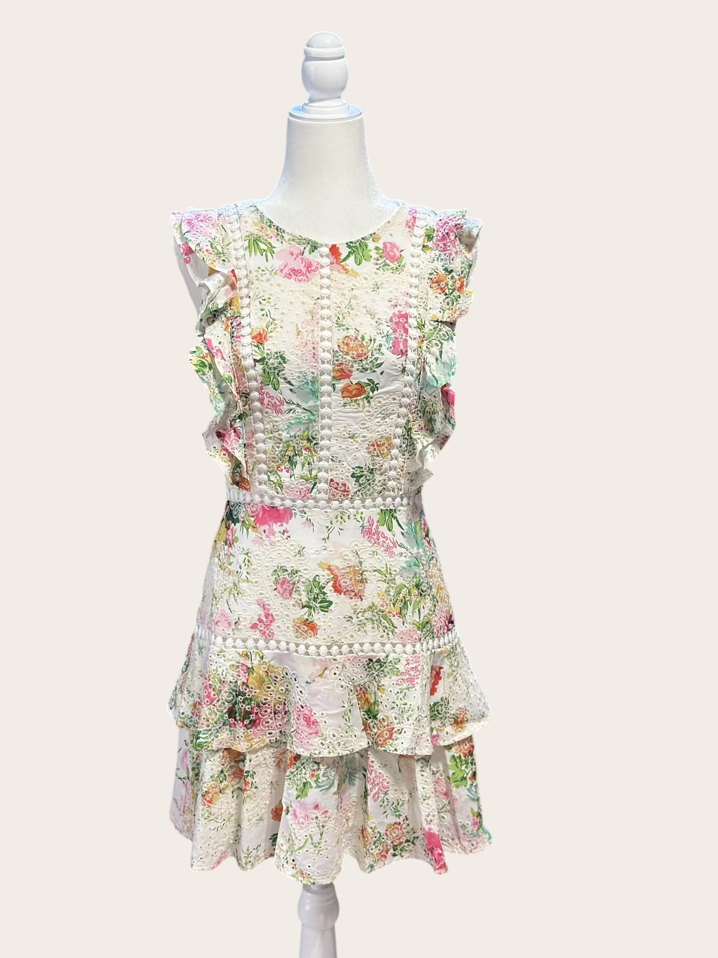 Lace Blossom Ruffle Dress