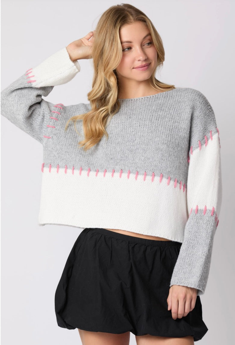 Blush Threads Cropped Sweater