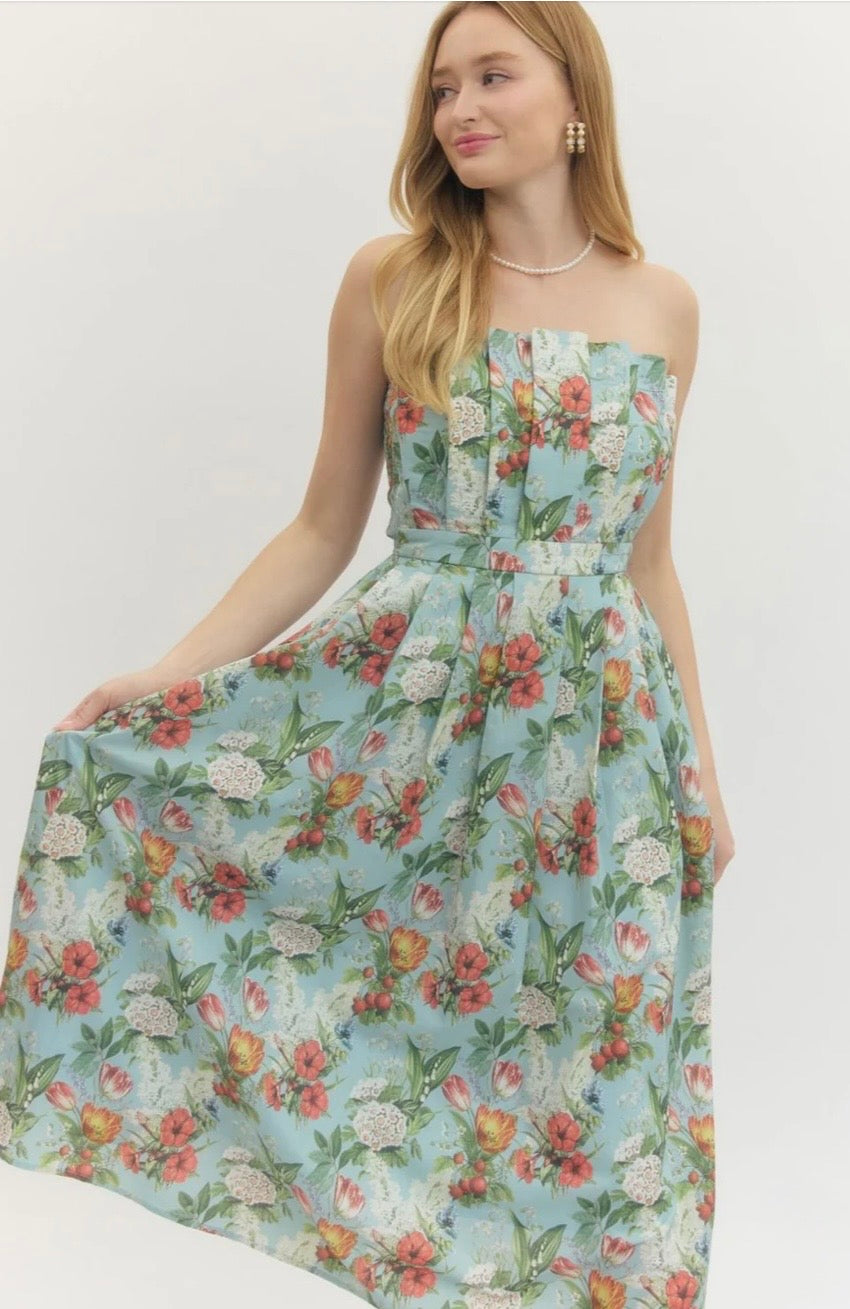 Champagne Garden Soirée Midi Dress