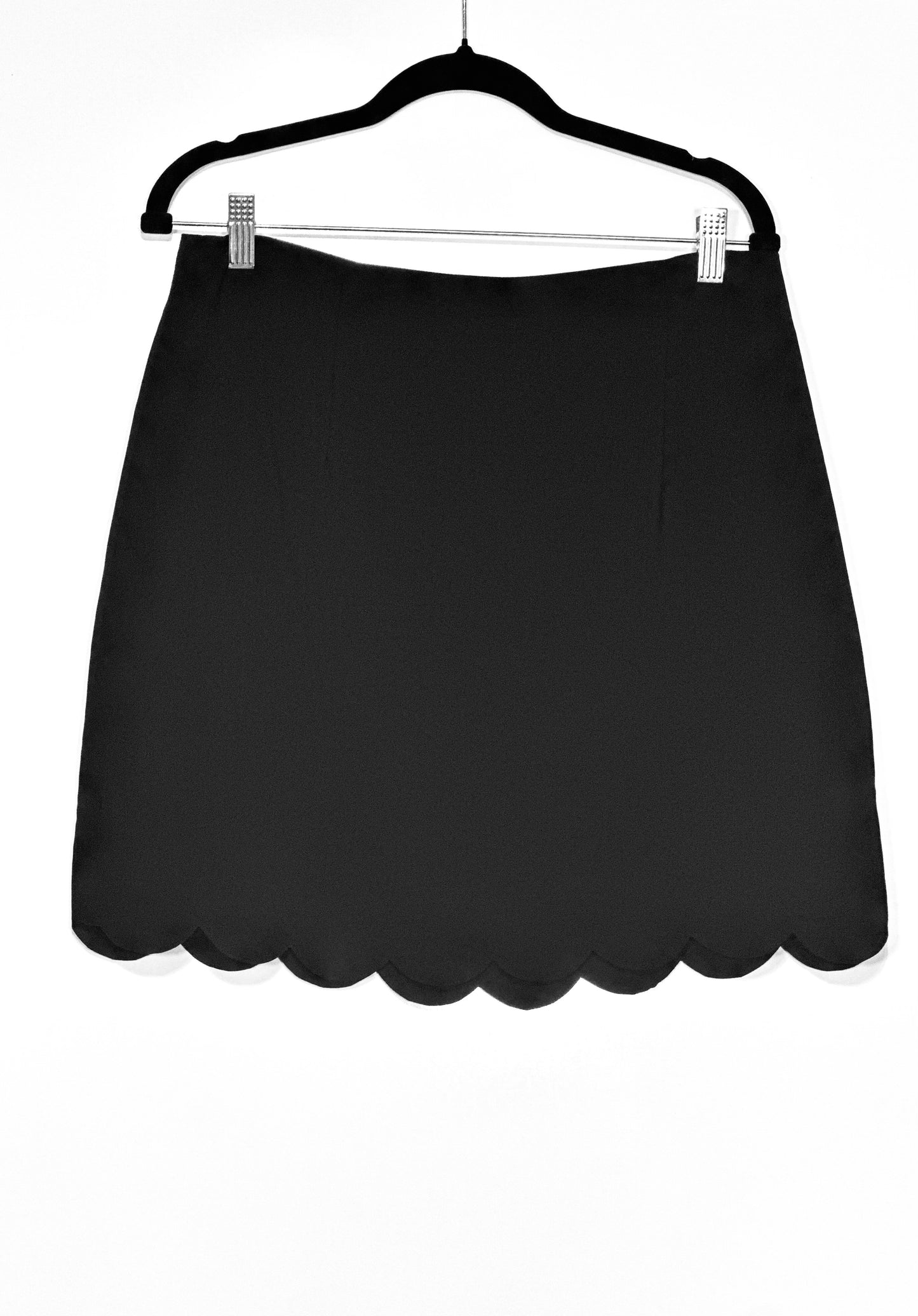 Wave Rider Mini- Black Scalloped Mini Skirt