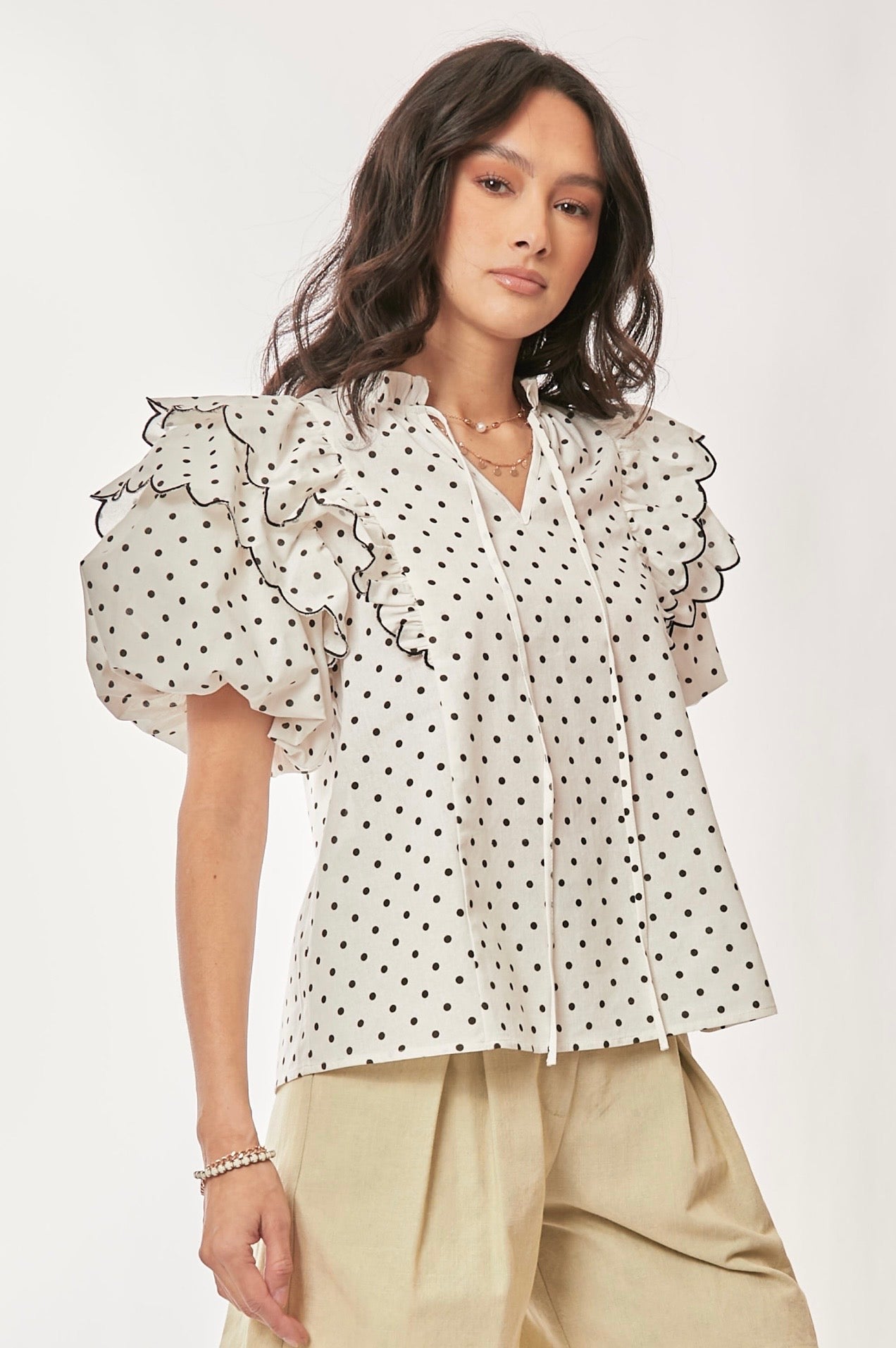 Monroe Ruffle Dot Top