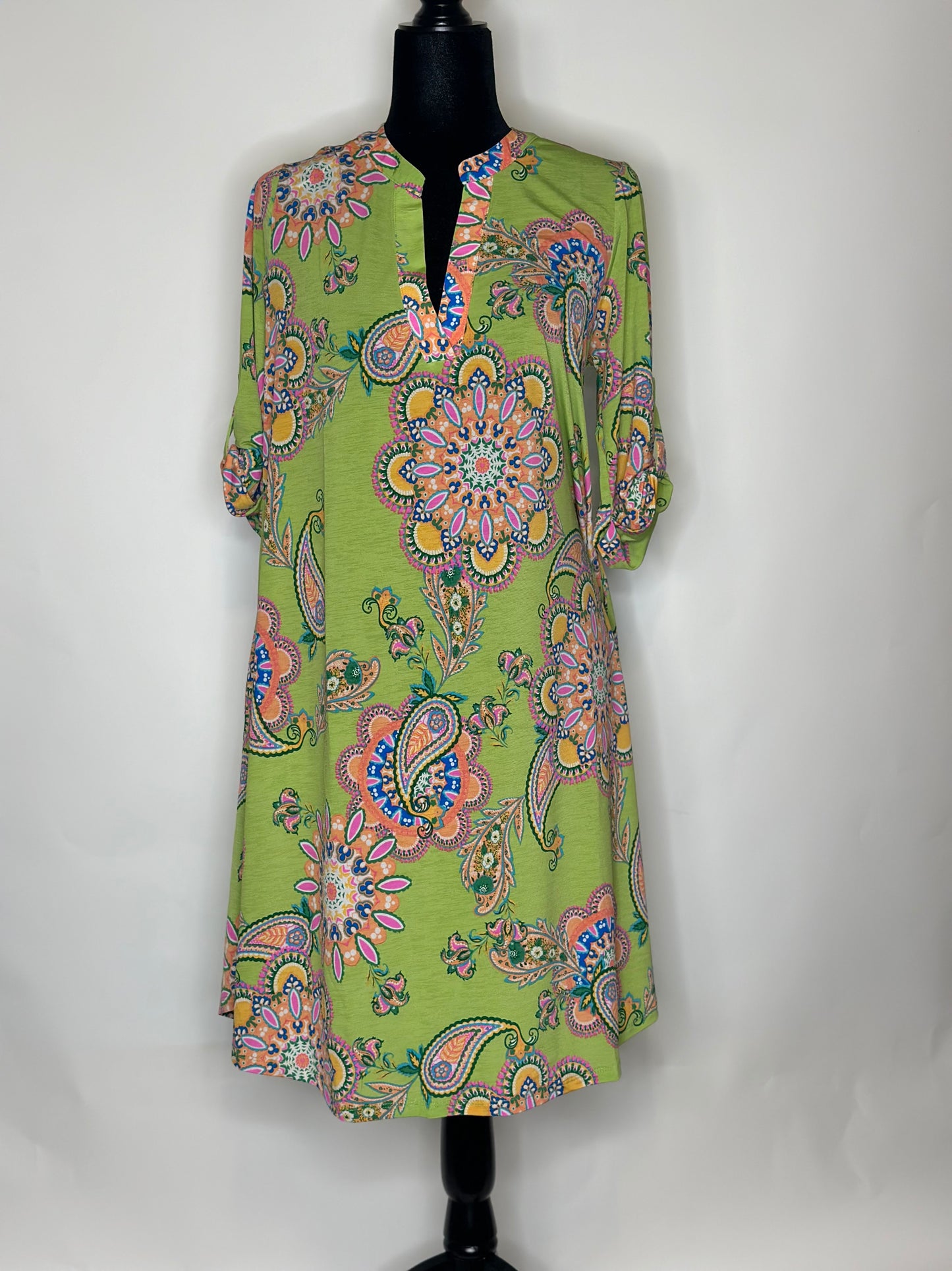 Lime Green Festive Paisley Dress