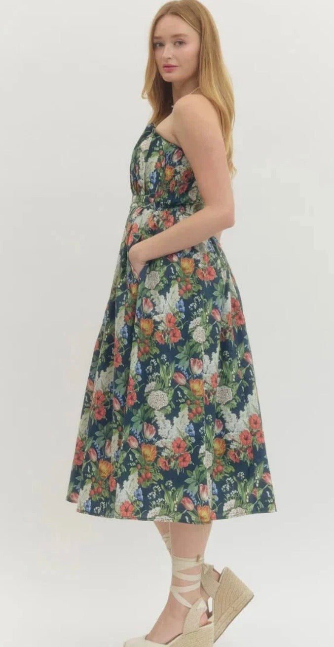 Champagne Garden Soirée Midi Dress