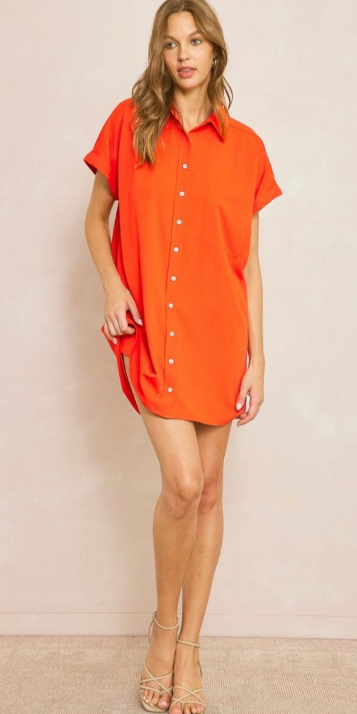 Sunset Stroll Button-Up Mini Dress