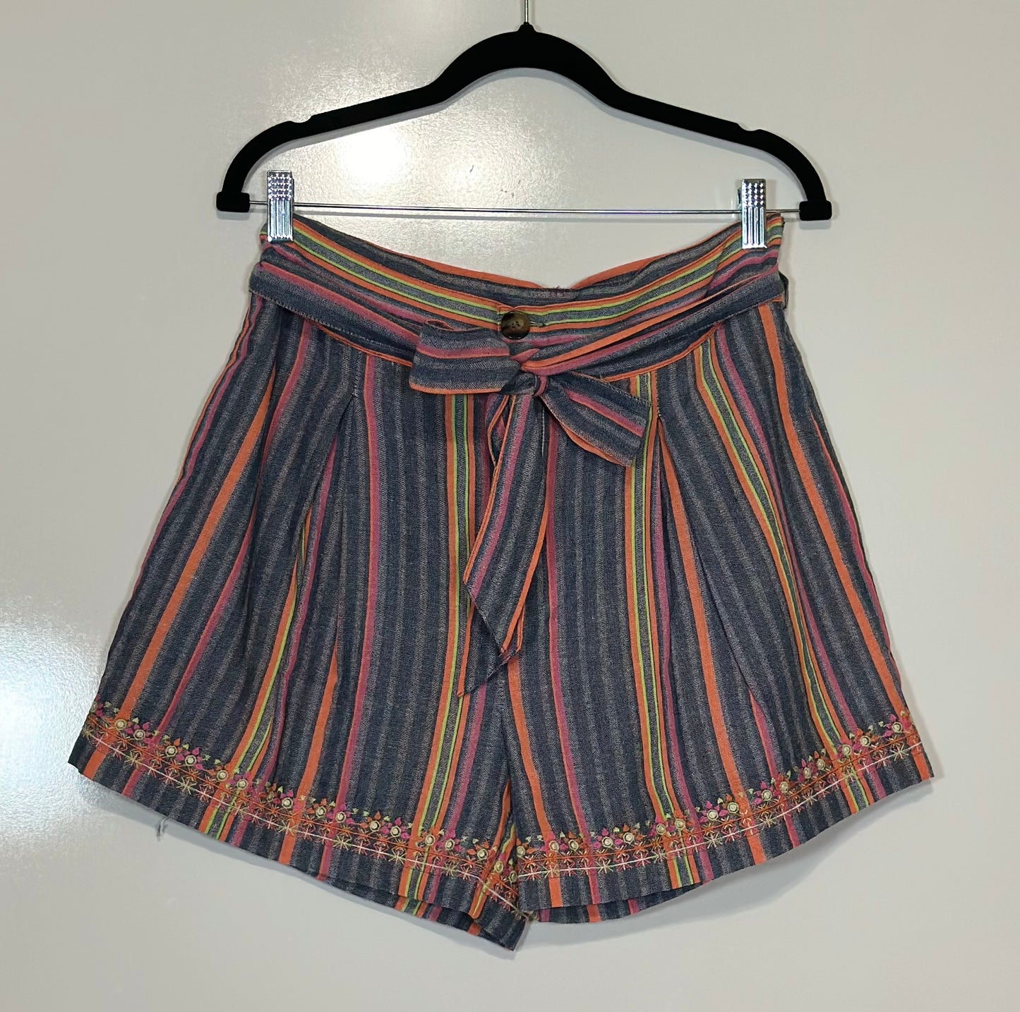 Stripe Embroidered Shorts- Curvy