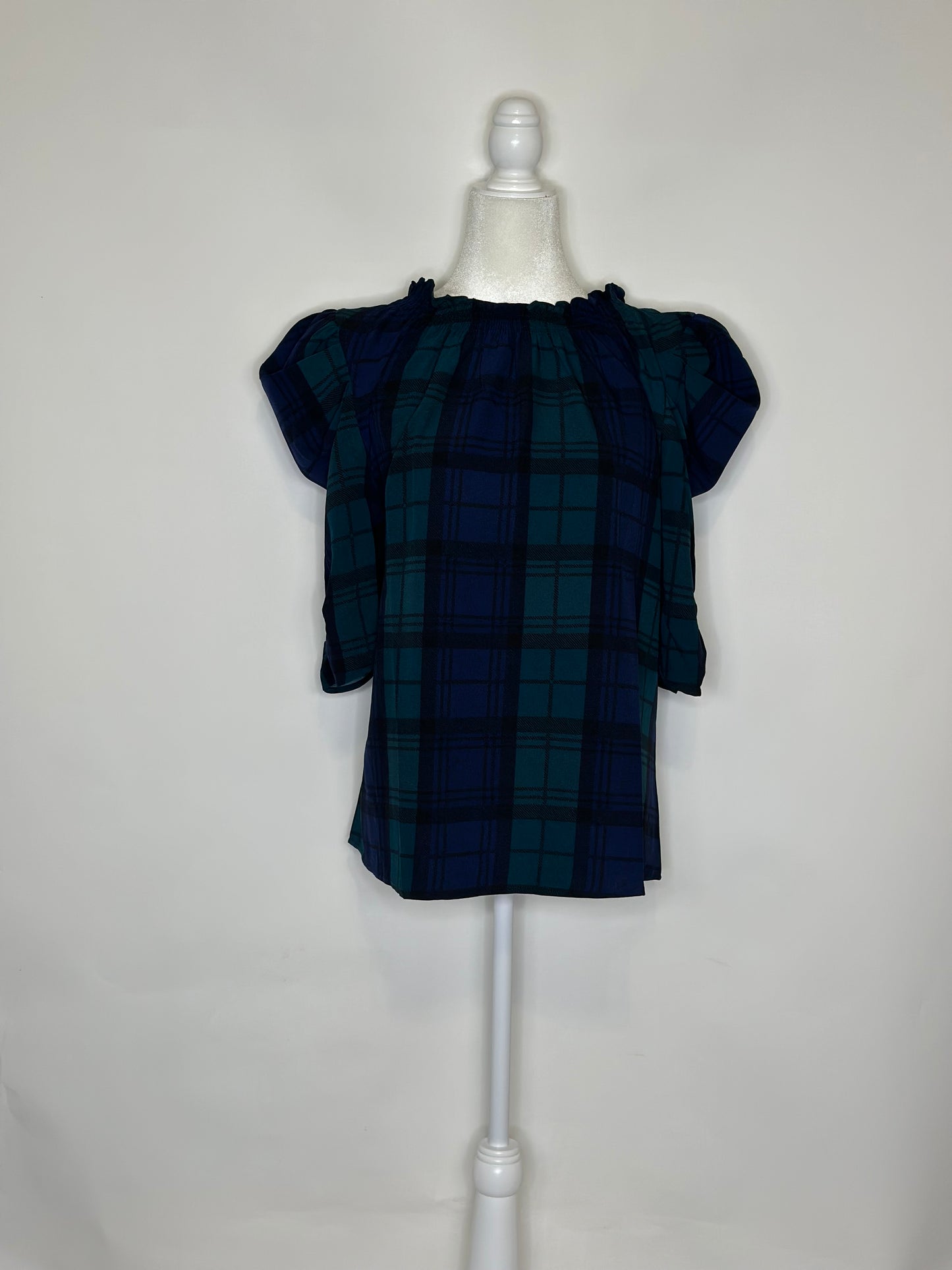 Plaid Drape Sleeve Top