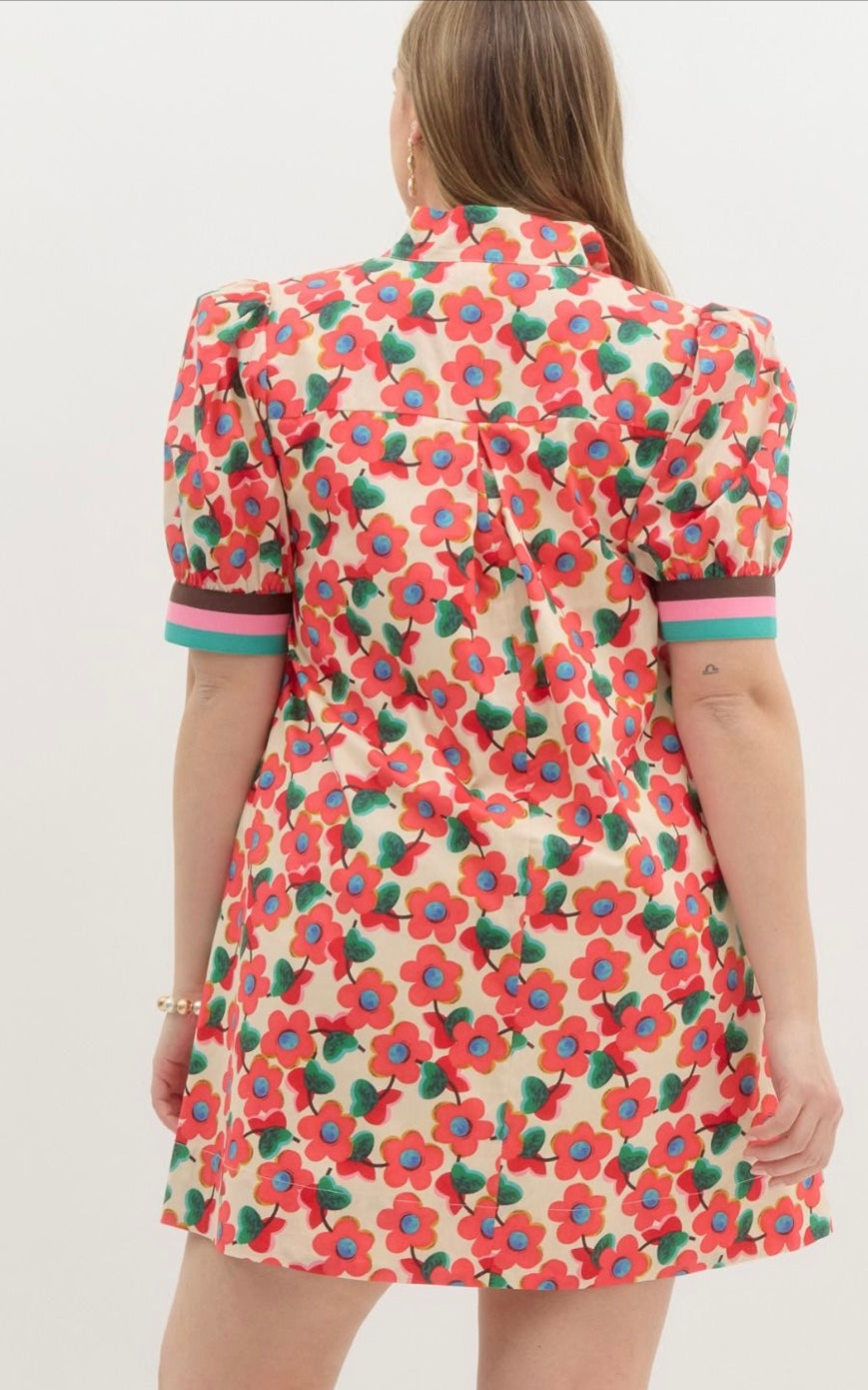 Crimson Bloom Short Dress- Curvy