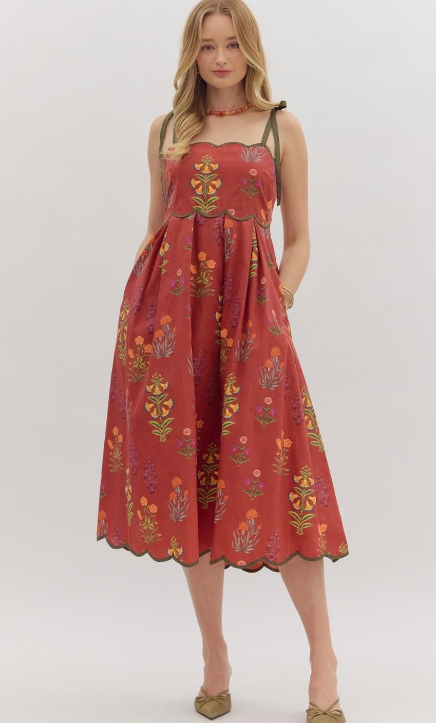 Autumn Bloom Romance Midi Dress