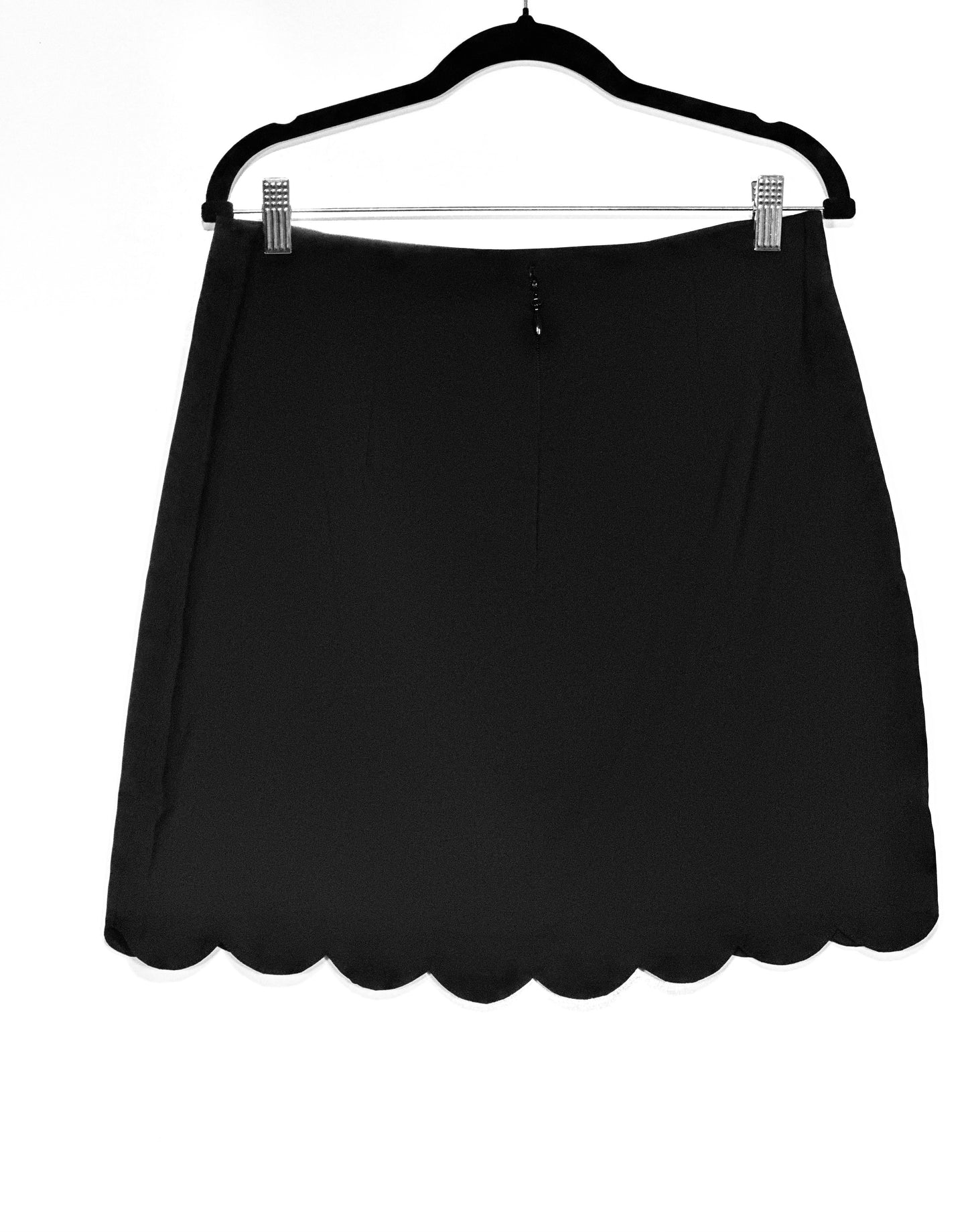 Wave Rider Mini- Black Scalloped Mini Skirt