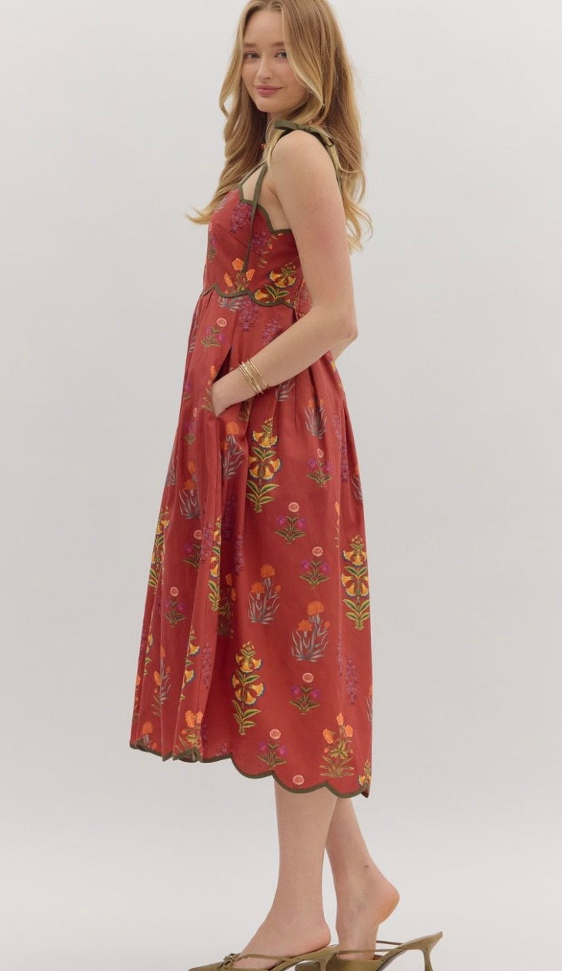 Autumn Bloom Romance Midi Dress