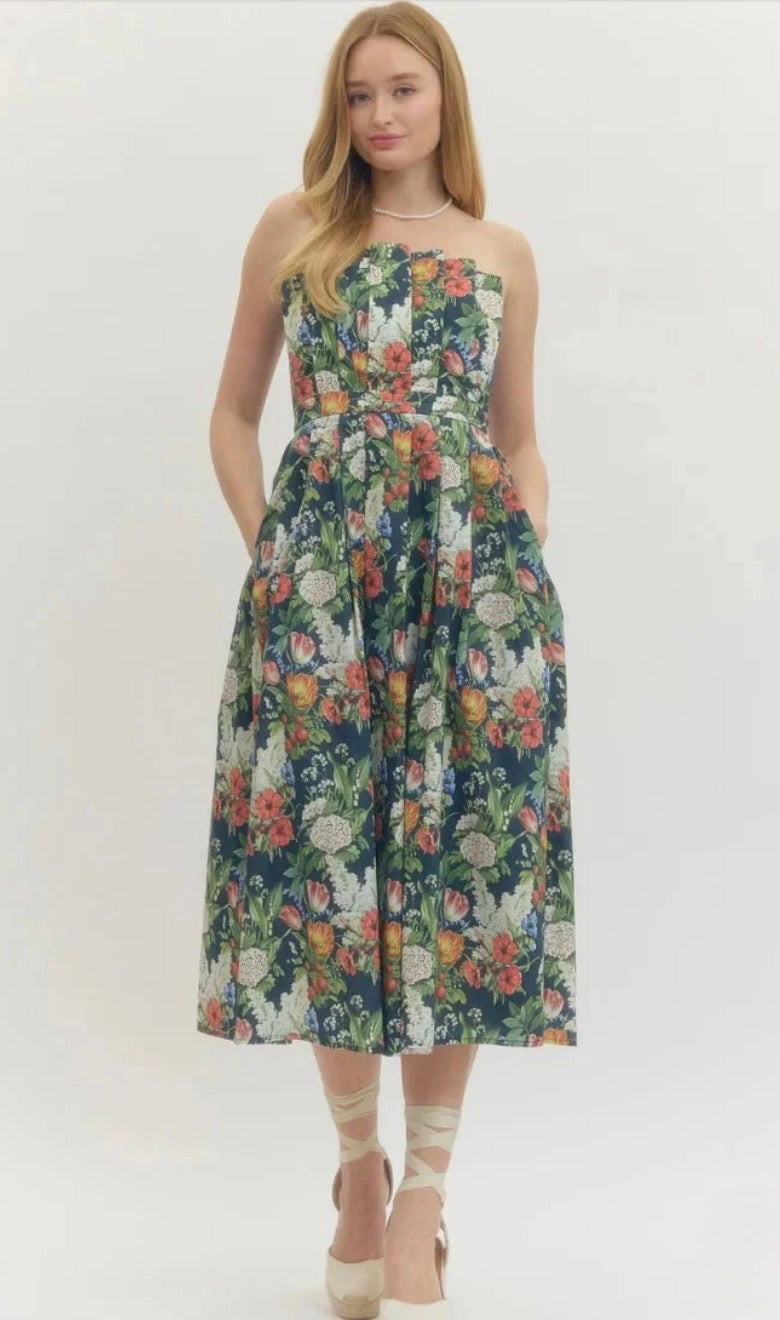 Champagne Garden Soirée Midi Dress