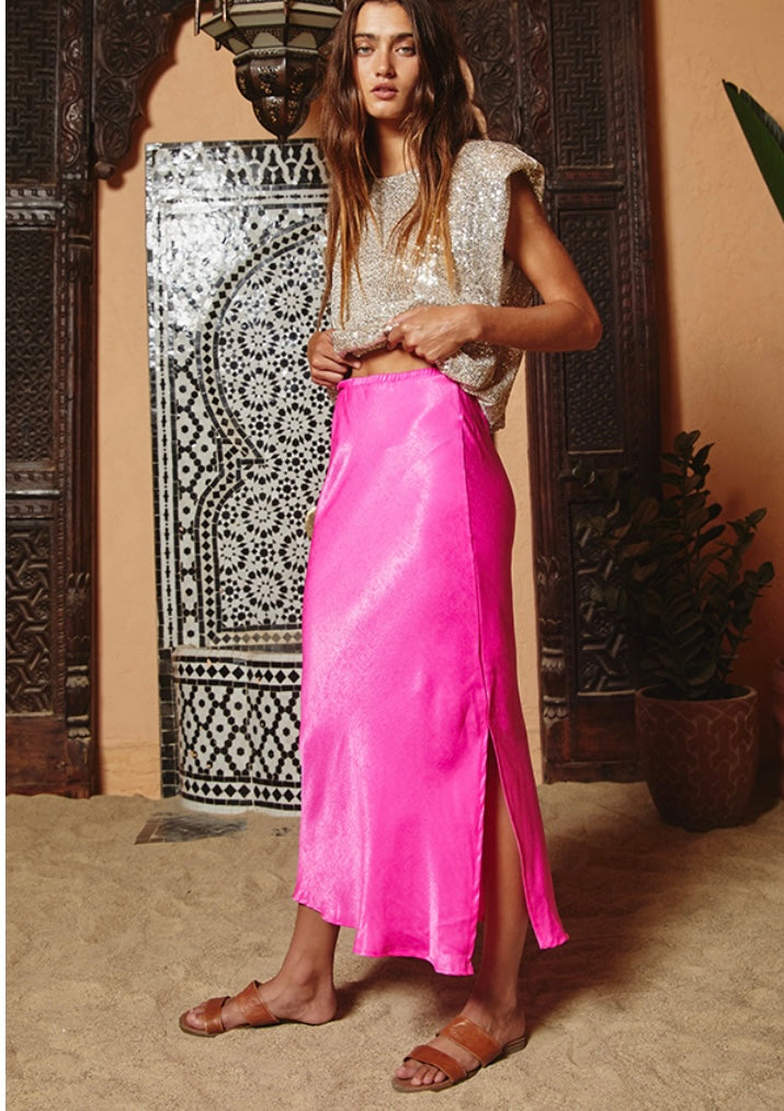 Satin Swing Midi Skirt