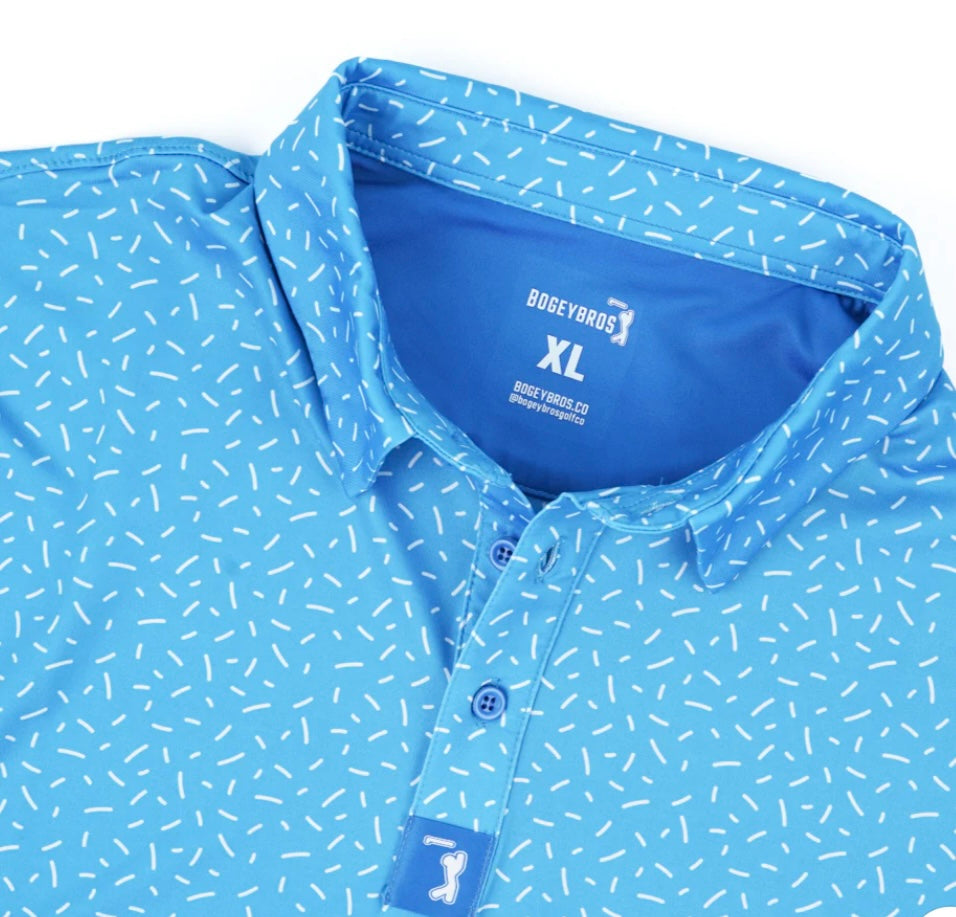 Men's Bitty Blue & White Confetti Golf Polo