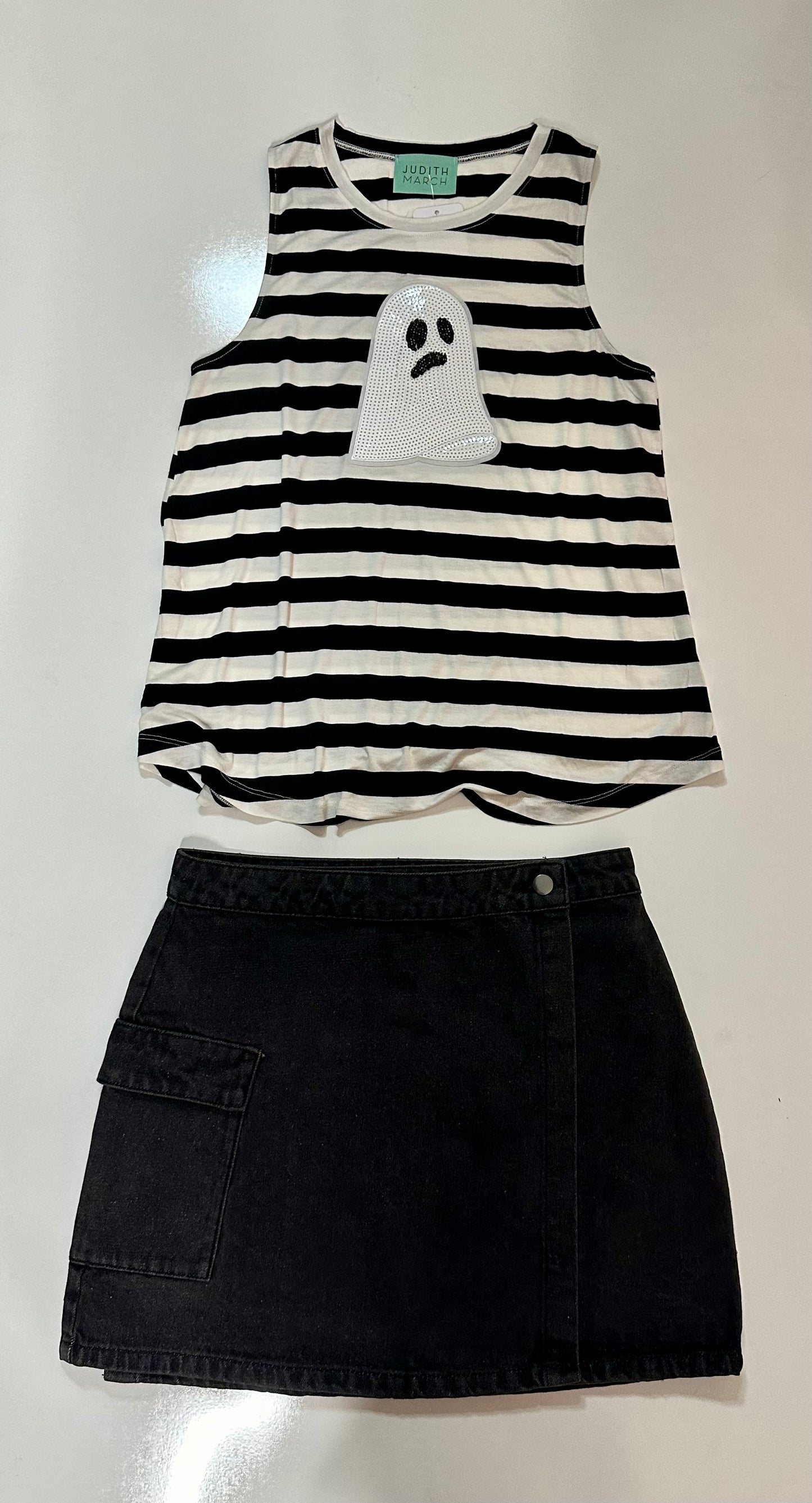 Boo-Ya Black & White Striped Sleeveless Top