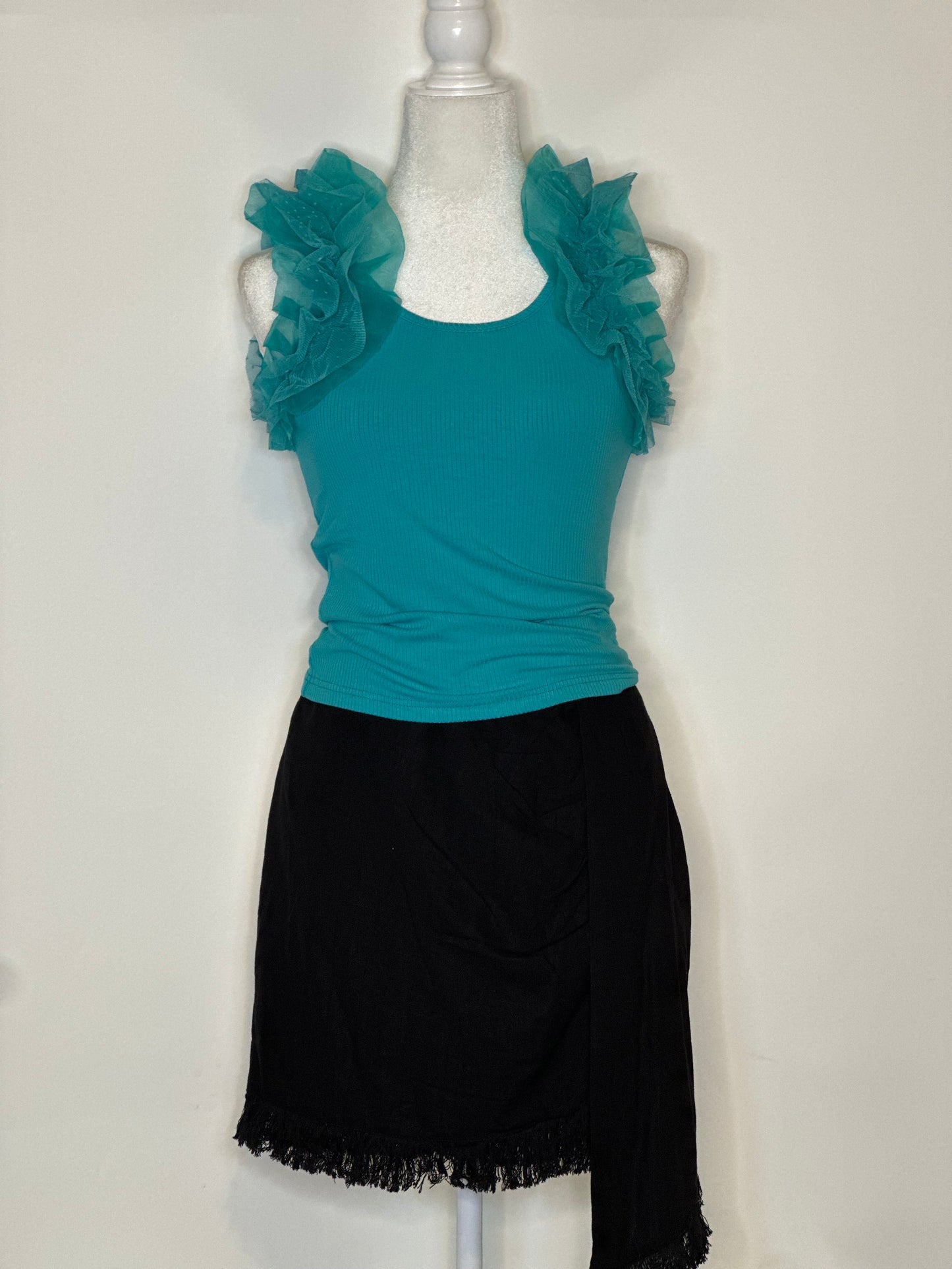 Turquoise Tulle Tank Top