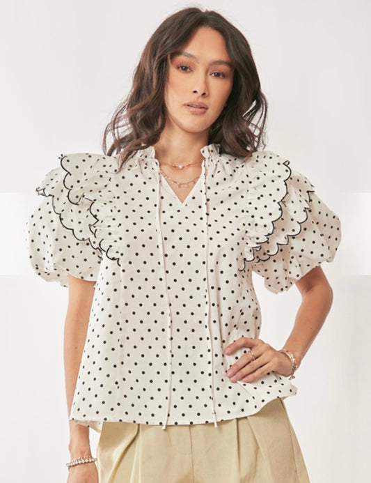 Monroe Ruffle Dot Top