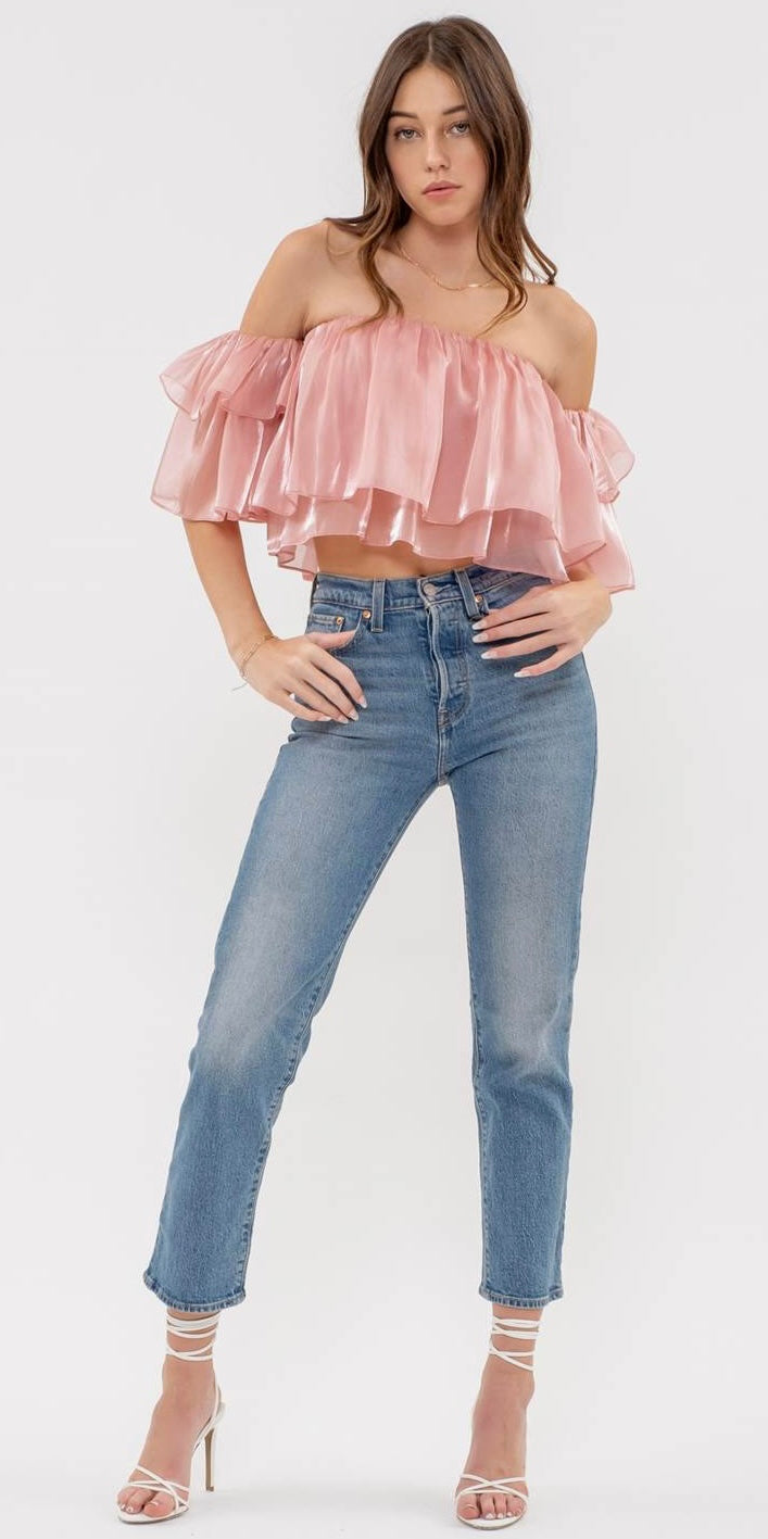 Celestial Flutter Crop Blouse