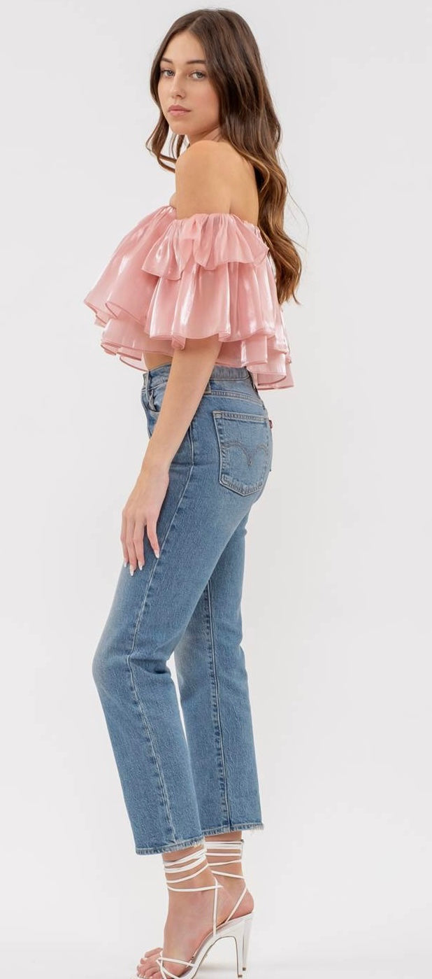 Celestial Flutter Crop Blouse