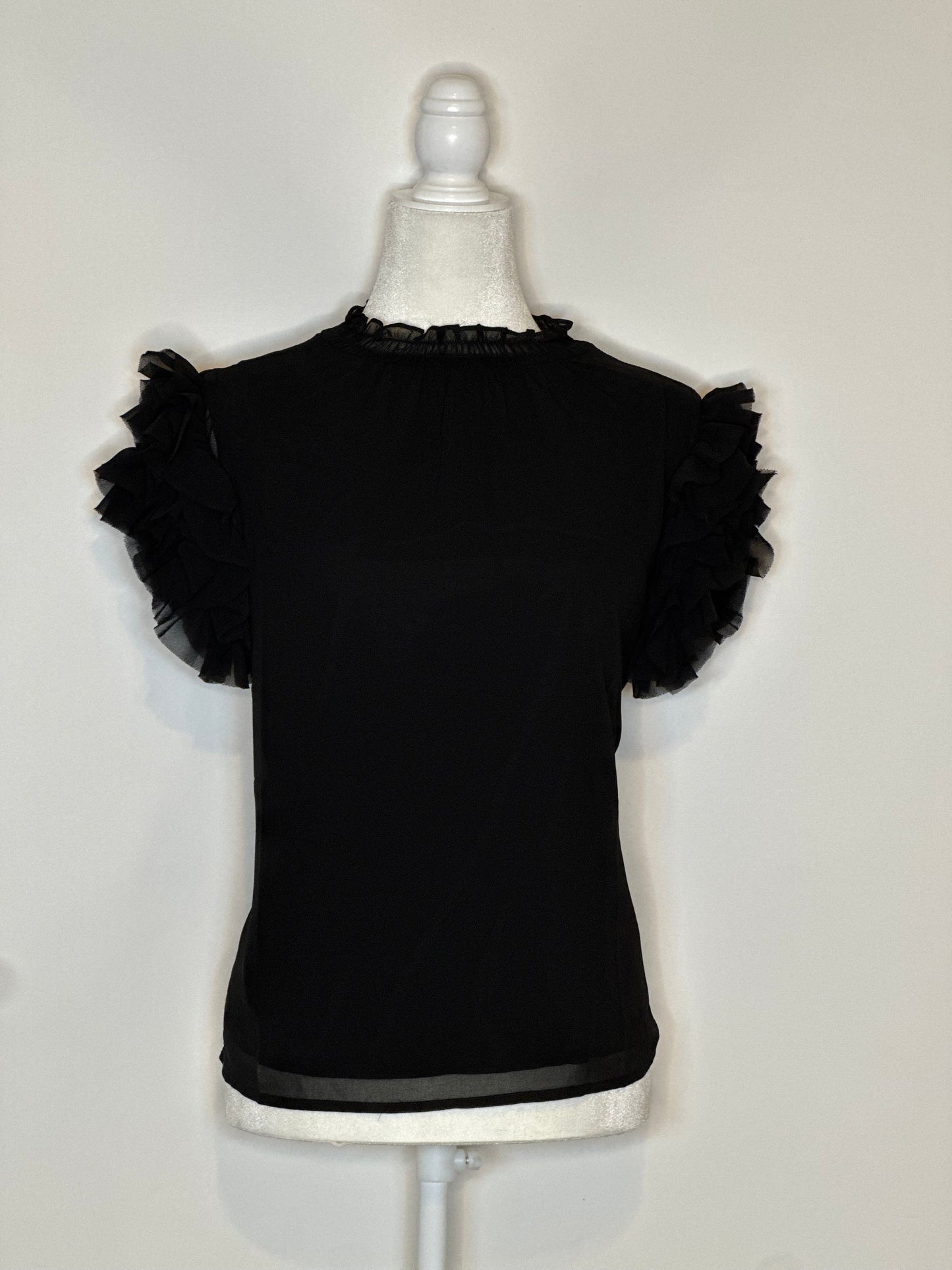 Mock Neck Ruffle Sleeve Blouse