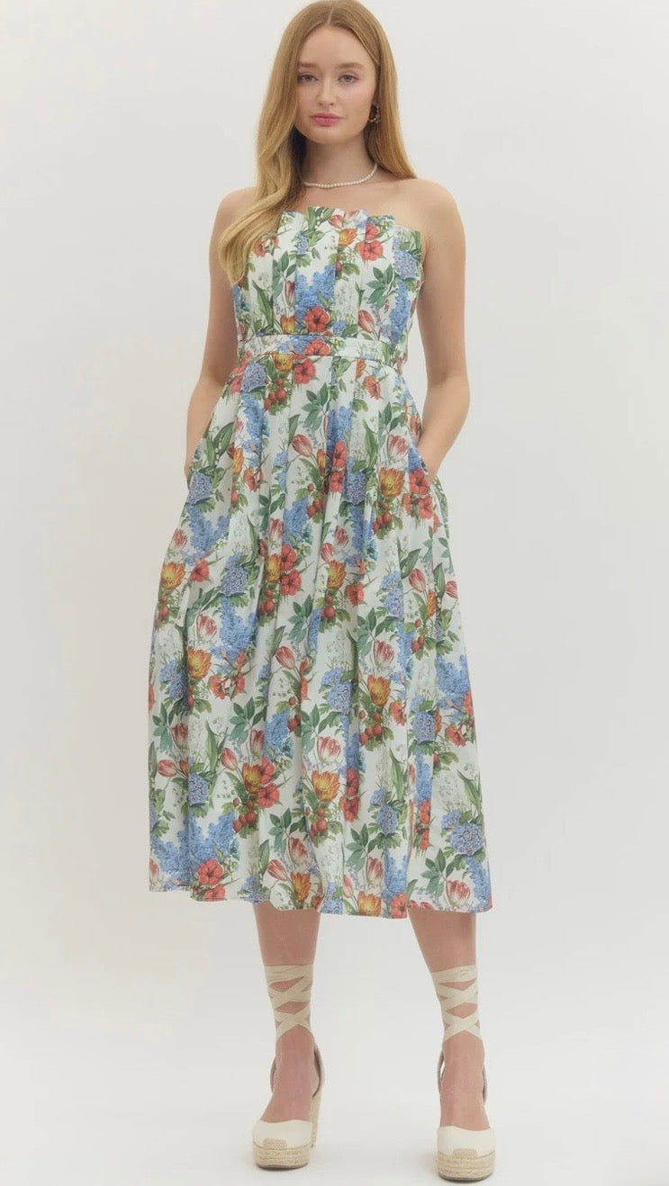 Champagne Garden Soirée Midi Dress