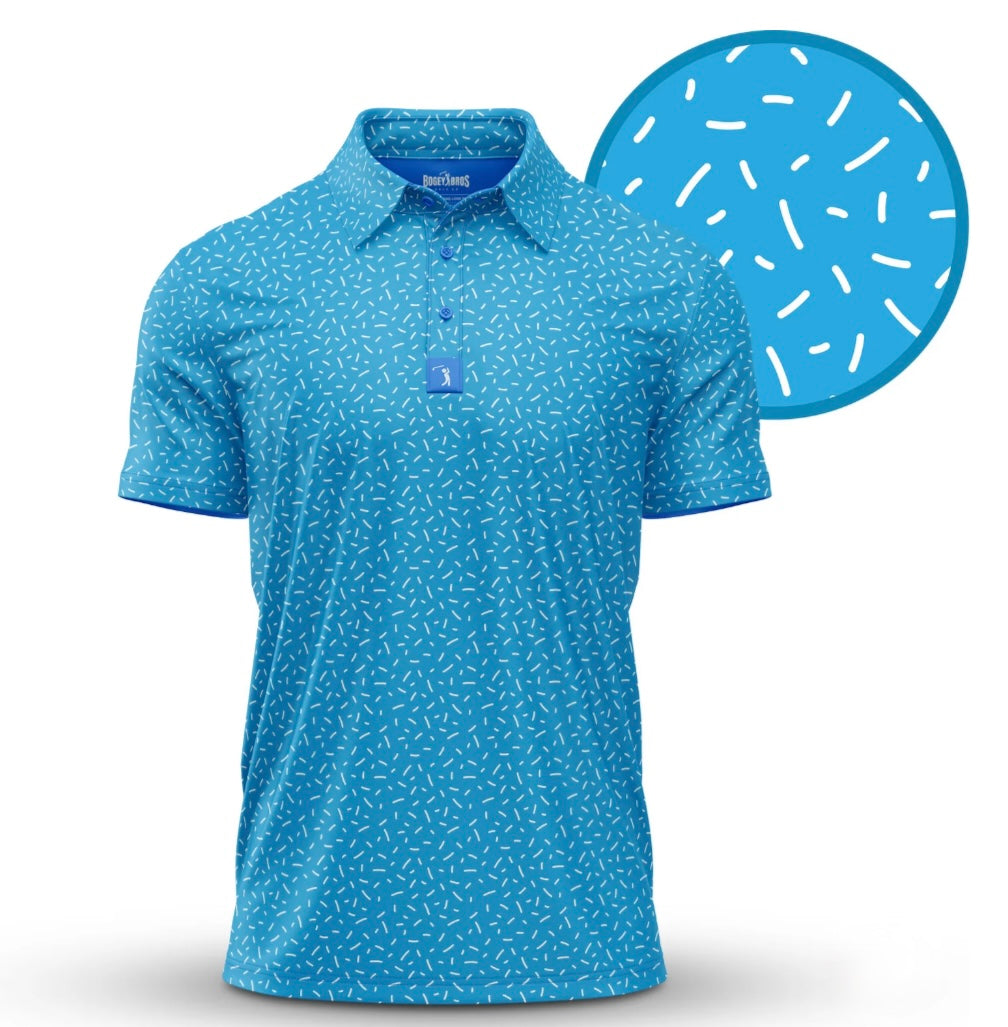 Men's Bitty Blue & White Confetti Golf Polo