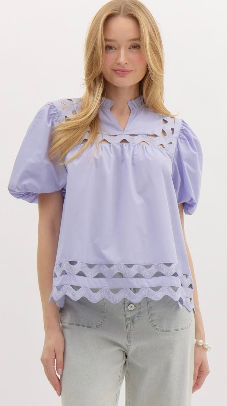 Lavender Lullaby Scalloped Pullover Top
