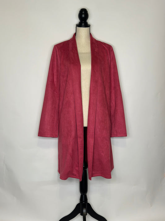 Pink Suede Long Coat- Curvy