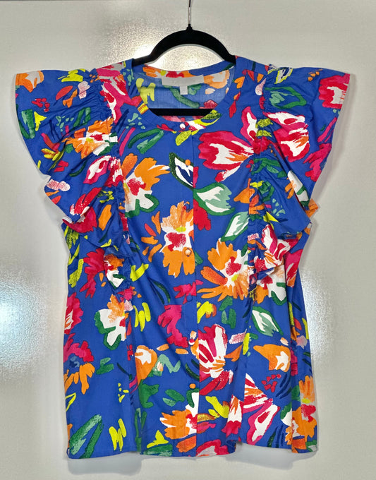 Fiesta Floral Button Front Blouse