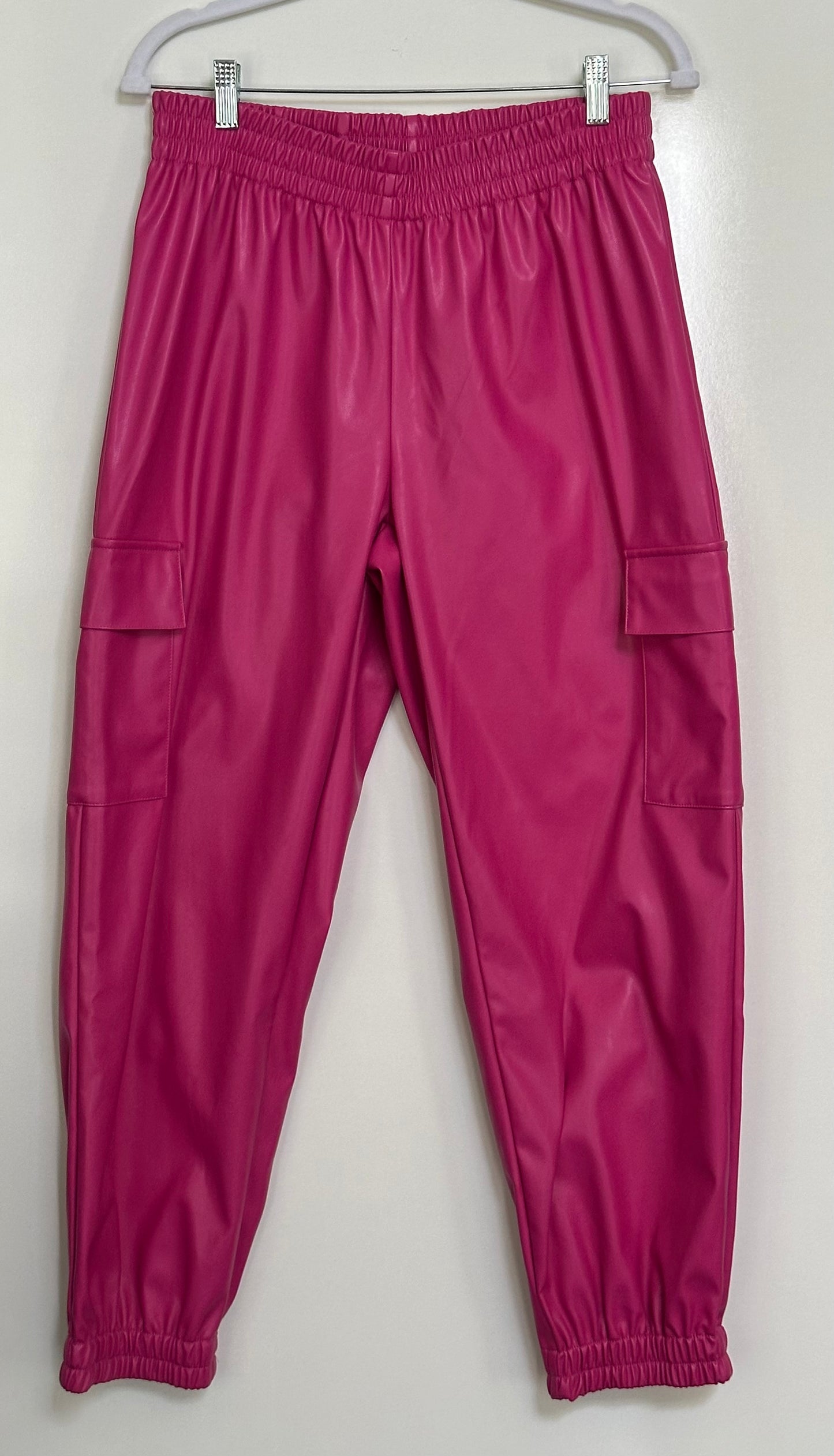 Pink Faux Leather Jogger Pants- Curvy