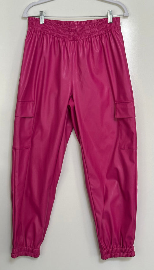 Pink Faux Leather Jogger Pants- Curvy