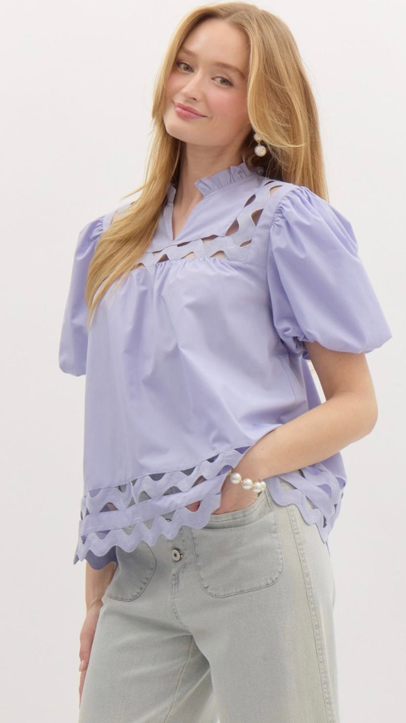 Lavender Lullaby Scalloped Pullover Top