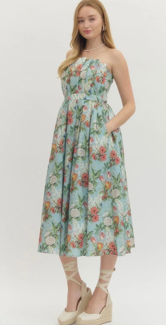 Champagne Garden Soirée Midi Dress