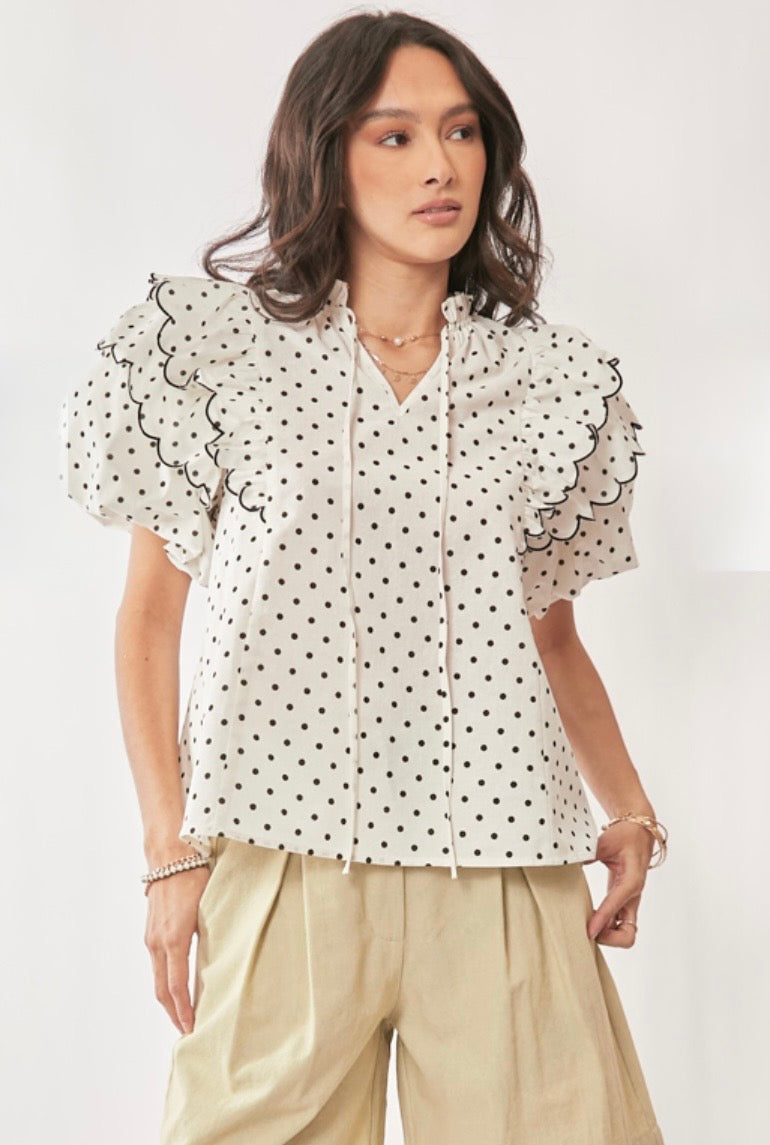 Monroe Ruffle Dot Top