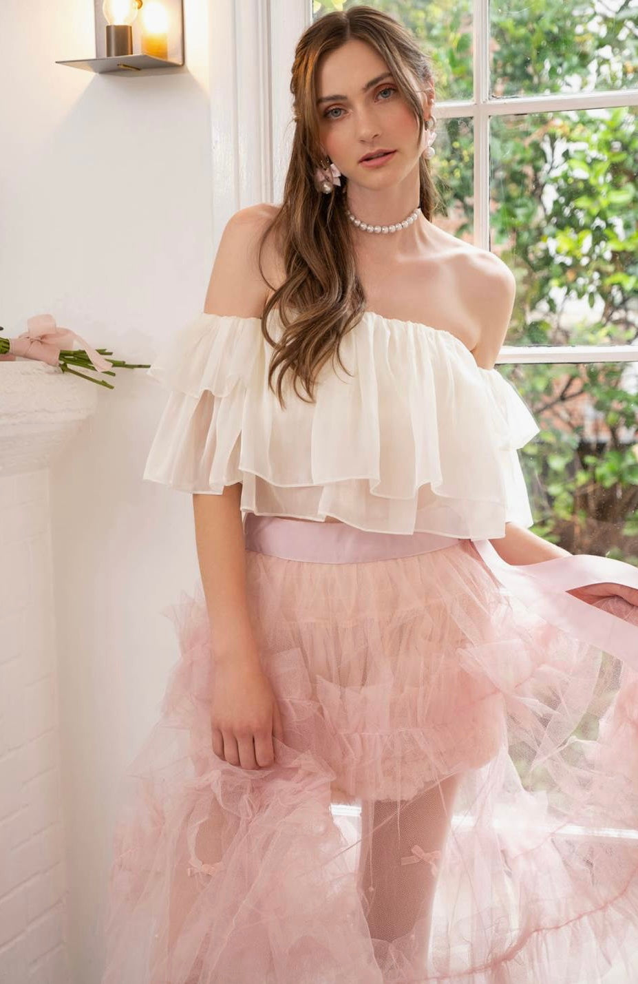 Celestial Flutter Crop Blouse